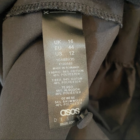 Asos Design Cotton Poplin Button Detail Mini Smock Dress with Tie Sleeves - Picture 9 of 10